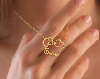 Custom Minnie Name Necklace Mickey Mouse Personalized Minnie Mouse Dainty Cartoon Necklace Disney Charm Necklace Disneyland Christmas Gift