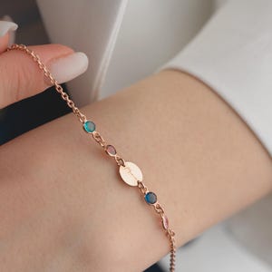 Personalized Birthstone Bracelet for Women Custom Birthstone Bracelet Dainty Family Birthstone Bracelet for Mom Multiple Birthstone Bracelet