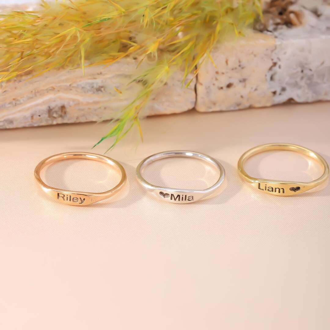 Personalized Name Rings Stackable Customized Name Ring Stackable Personalized Stacking Ring for Women ...
