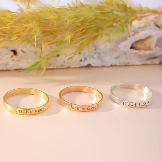 Custom Name Ring for Women Stackable Ring for Her Engraved