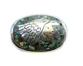 Vintage Metales Casados Inlay Brooch Eagle Warrior Signed Inlaid Turquoise Copper Sterling Silver Pin Eagle 3 Markings