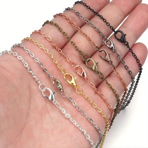 Gargantilla de cadena larga de metal personalizable, de cobre y plata, ajustable, color dorado y bronce, ideal como colgante de cristal, regalo para ella.