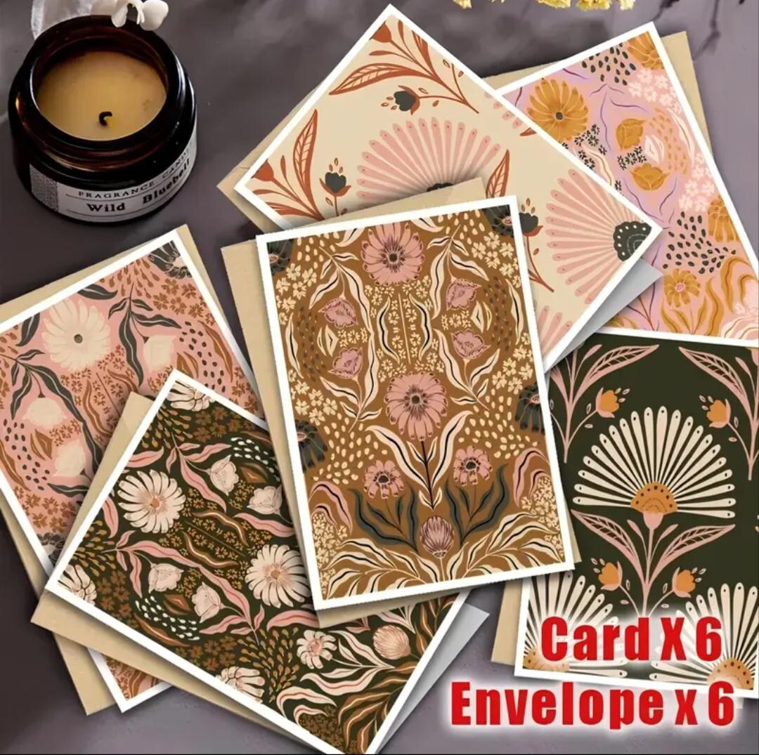 Bohemian Floral Greeting Cards With Envelopes Premium Cards Valentines ...