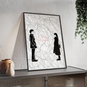 Verbindung-Romantik Kunstdruck - Gerahmtes Paar Poster, Valentinstag Geschenk, Moderne Kunst, Home Dekoration