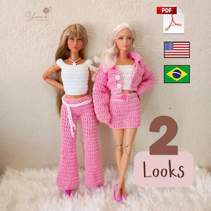 Crochet Barbie Clothes Pattern PDF Bundle | 2 Outfits | Easy Level Doll Clothes | Instant Download
