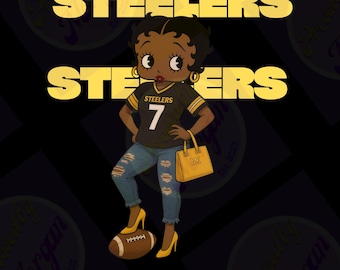 Arte afroamericana di Betty Boop: design PNG di un tifoso di football (download digitale)