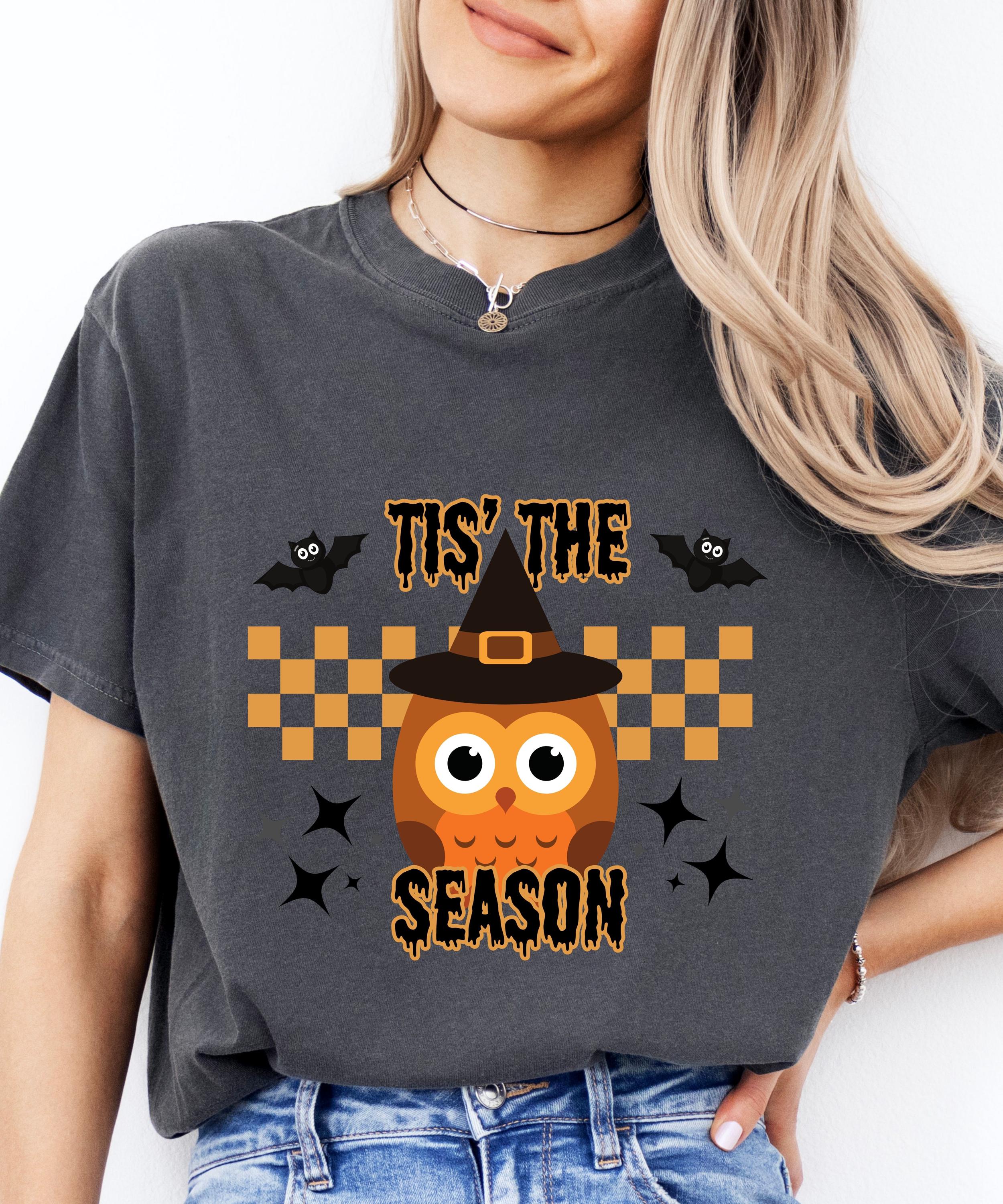 Owl Witch Shirt, Tis The Season Owl Halloween Shirt, Comfort Colors Pepper Tee, Cute Spooky Season C