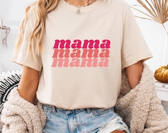 Mothers Day Gift,soft cream Shirt For Mother's Day Gift Daughter,Mama Tshirt For Birthday Gift For Her, Mom Pregnancy,cute Mama Shirt,retro