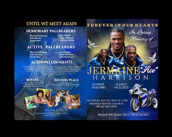 Blue 4 Page Obituary Memorial Bundle