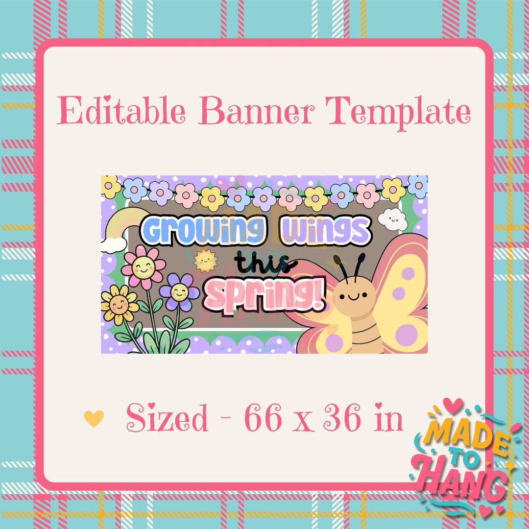 Growing Banner Growing Wings This Spring Banner Template | Editable Canva Design ...