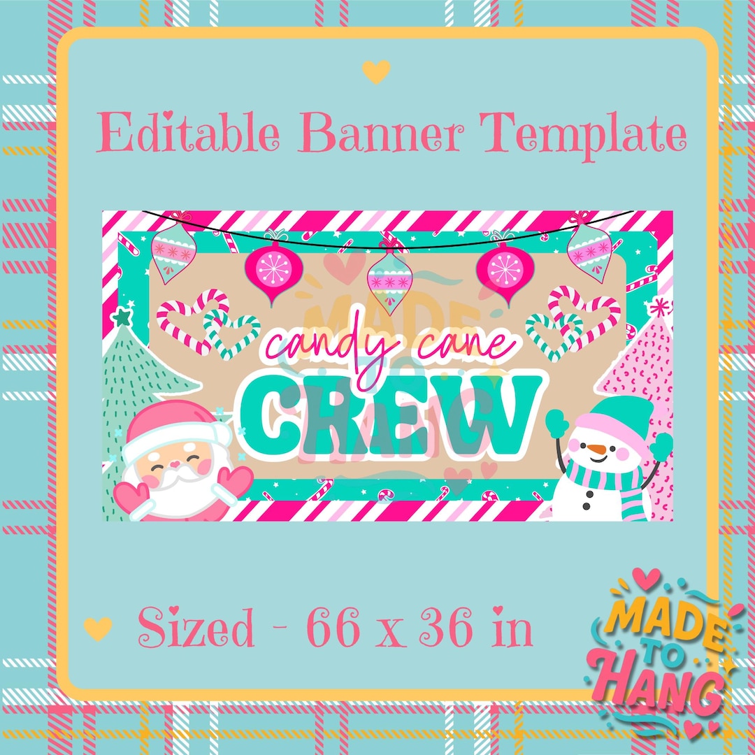 Candy Cane Crew Banner Template | Editable Canva Design (digital ...