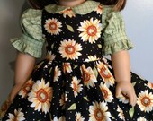 Summer sunflowers set, dress and petticoat fits 18 inch dolls 521