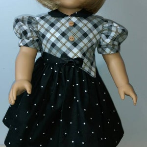Black dots and plaid dress  fits 18 inch dolls #690