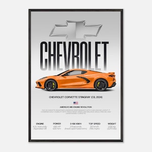 Stampa Chevrolet Corvette Stingray C8 / Stampa auto / Poster auto sportiva / Arte auto moderna / Stampa artistica / Poster auto / Arte murale / Decorazione per la casa
