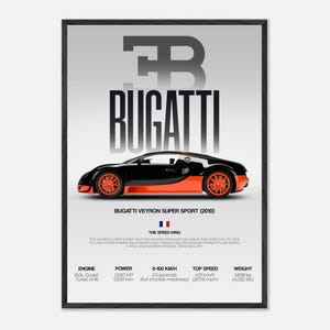 Bugatti Veyron Super Sport Car Print: Luxury Car Poster, Wall Art
