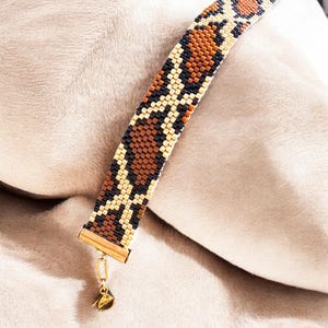 Boho Leopard Miyuki Bracelet, Handmade Wide Beaded Cuff, Statement Jewelry, Trendy Gift for Her, Animal Print Bracelet