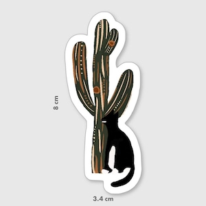 Sticker vinyle smoking chat et cactus