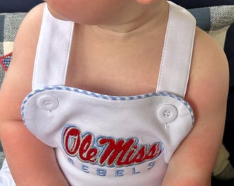 Ole Miss Rebels Embroidered Sunsuit: Baby Toddler Game Day Outfit