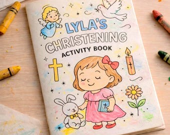 Libro de actividades imprimible para niños - Paquete de juegos y actividades para colorear de bautizo