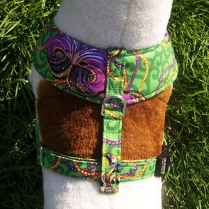 Mardi gras Comfort Soft Dog Harness . Made to Order image 4