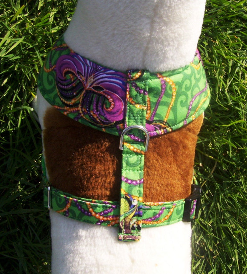 Mardi gras Comfort Soft Dog Harness . Made to Order image 4