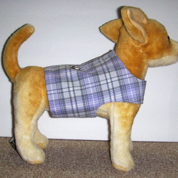 Lavender plaid Harness-vest for small dog