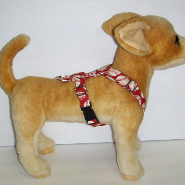 Adjustable Harness for Small Dog, Baseball,