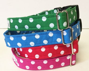 Polka Dot Adjustable Dog Collar - Made to Order -