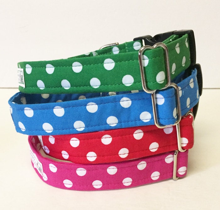 Polka Dot Adjustable Dog Collar Made to Order Etsy