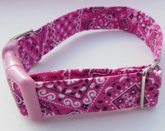 Pink Bandana Adjustable Collar - Made to order -