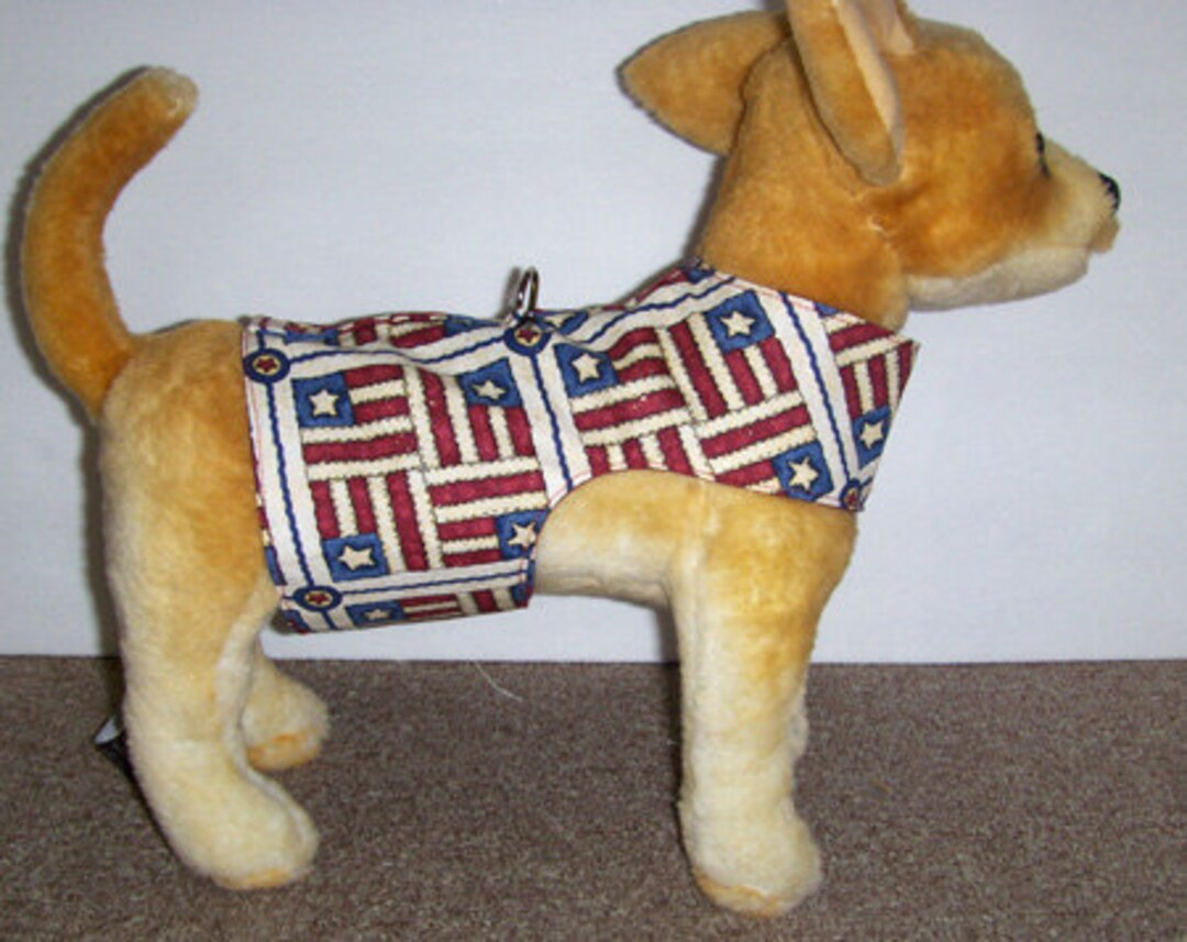 Patriotic Dog Harness Vest Handmade Red White Blue Small Dog