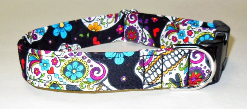 Sugar Skull Adjustable Dog Collar Made to Order - Etsy