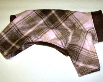 Pink and Brown Tartan Pajama for Small Dog