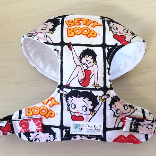 BettyBoop Comfort Soft Dog Harness - Fabriqué sur commande -