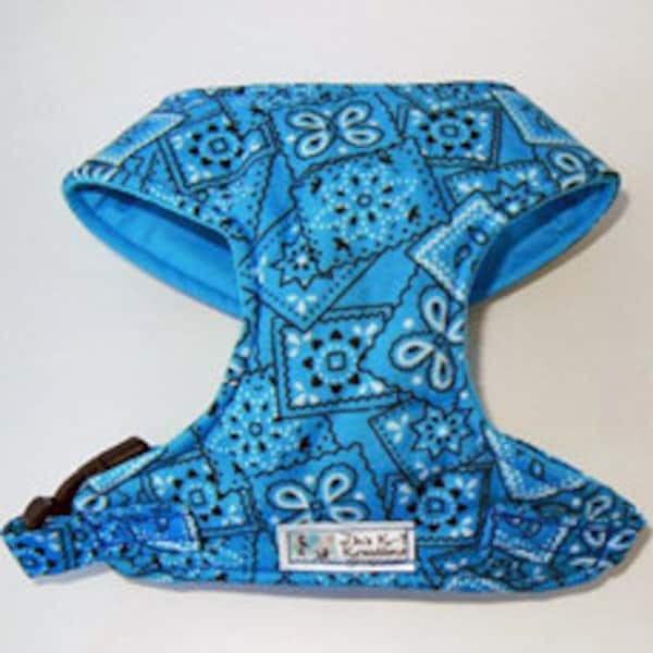 Aqua Blue Bandana Comfort Soft Dog Harness - Made to order -