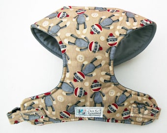 Sock Monkey Comfort Soft Dog Harness - Made to Order -