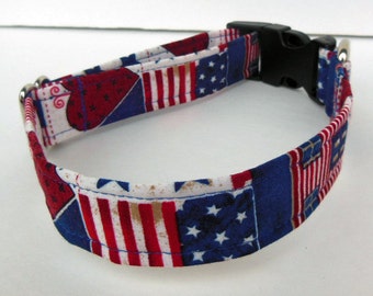 Patriotic Adjustable Dog Collar - made to order -