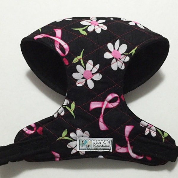 Quilted Daisy Breast Cancer Comfort Soft Dog Harness - Made to order -