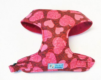 Pink Heart Comfort Soft Dog Harness. - Made to Order -