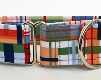 Madras Plaid Adjustable Martingale Dog Collar - Made to Order -