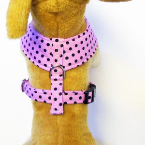 Polka dots Comfort Soft Harness for Small Dog. Made to order image 4