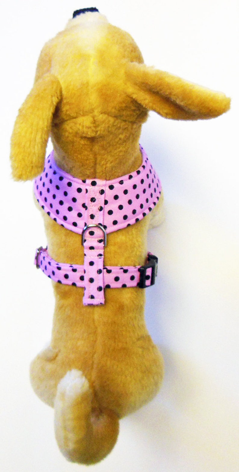 Polka dots Comfort Soft Harness for Small Dog. Made to order image 4