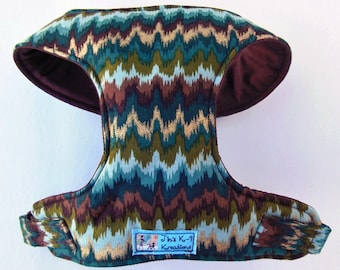 Comfort Soft Dog Harness, Zig Zag, Metalic. - Made to Order -