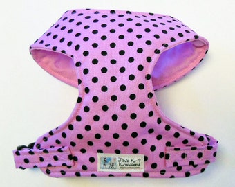 Polka dots Comfort Soft Harness for Small Dog. - Made to order -