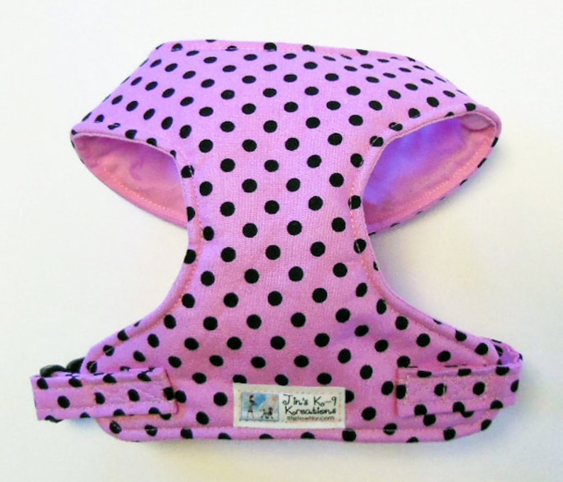 Polka dots Comfort Soft Harness for Small Dog. Made to order image 1