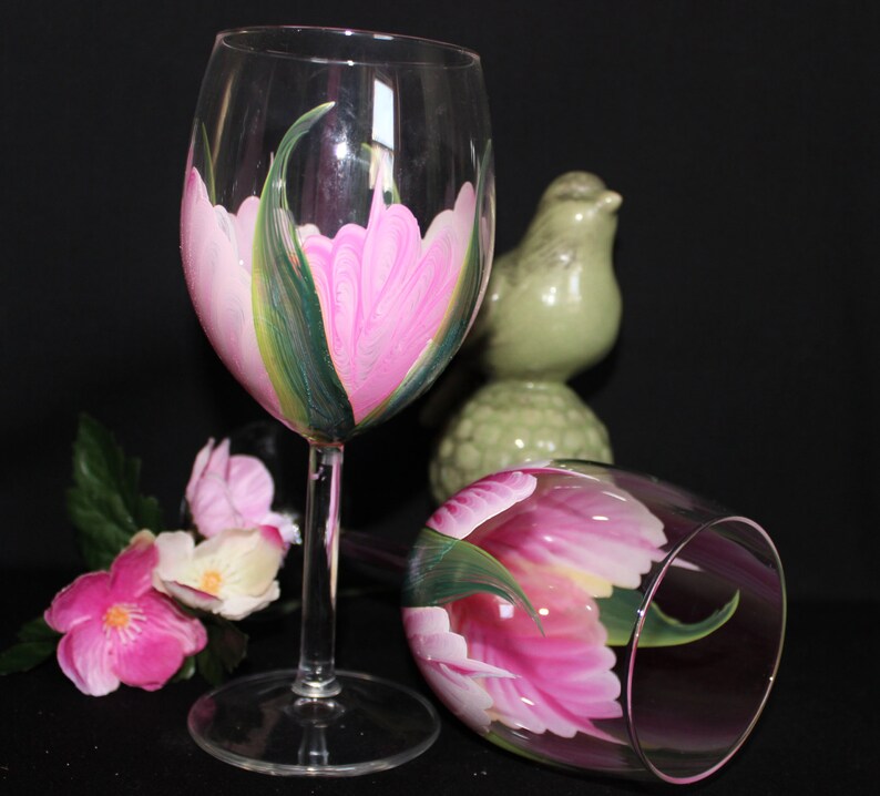 Stemware Hand Painted 1, Hand Painted wine glass, Wedding Drinkware, Shower gift image 3