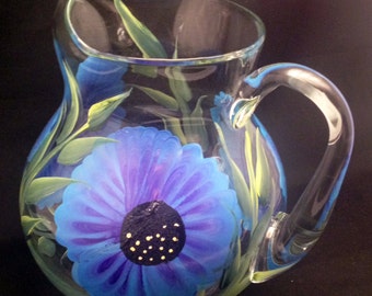 Hand Painted  Acalpulco Glass Pitchers (1)