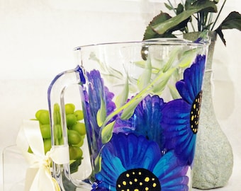 Hand Painted Glass Pitchers (1)