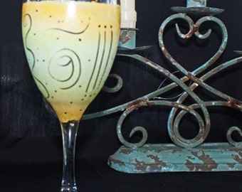 Artisan Wine Glass, Hand Painted, Pastel Colors, Bridal Gift ,Wedding Gift, Festive Holiday Gift, Tableware