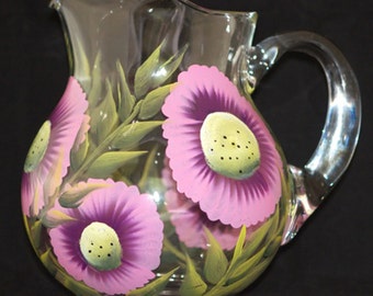 Hand Painted  Acalpulco Glass Pitchers (1)